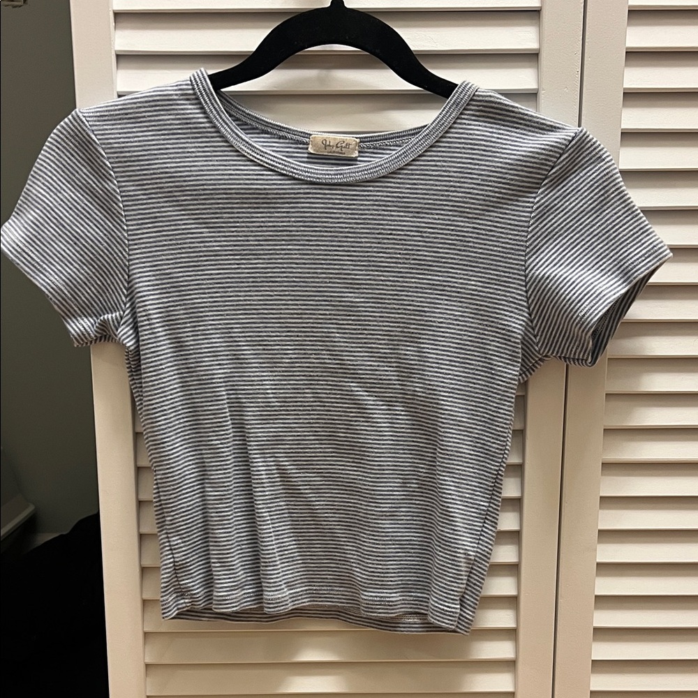 Brandy Melville Black and White Striped Tee